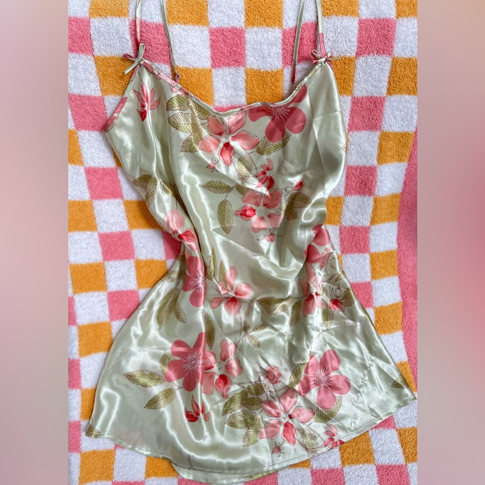 VTG Morgan Taylor Intimates Babydoll Lingerie - Green & Pink Floral | Sz: M